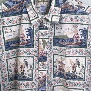 Reyn Spooner Mele Kalikimaka Christmas Surfing Santa Hula Girl Kayake 2005 XXL